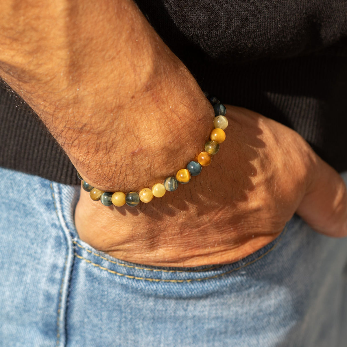 Petite Gemstone Bracelet – Dream Tiger's Eye – styled view