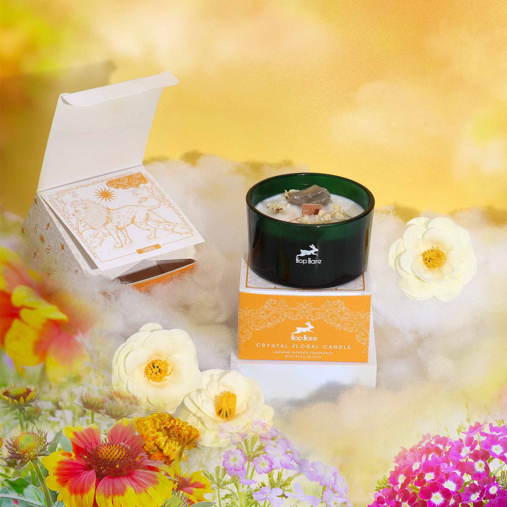 Crystal Flower Candle – The Lion · Jasmine – close-up