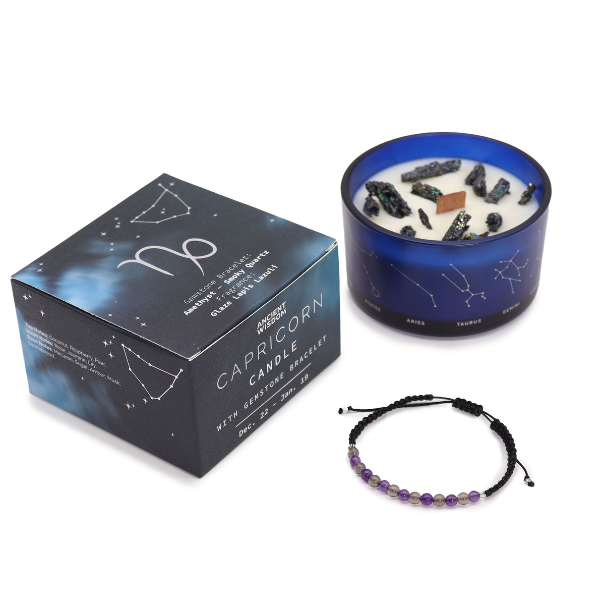 Written in the Stars – Capricorn · Zodiac Candle & Gemstone Bracelet – another angle