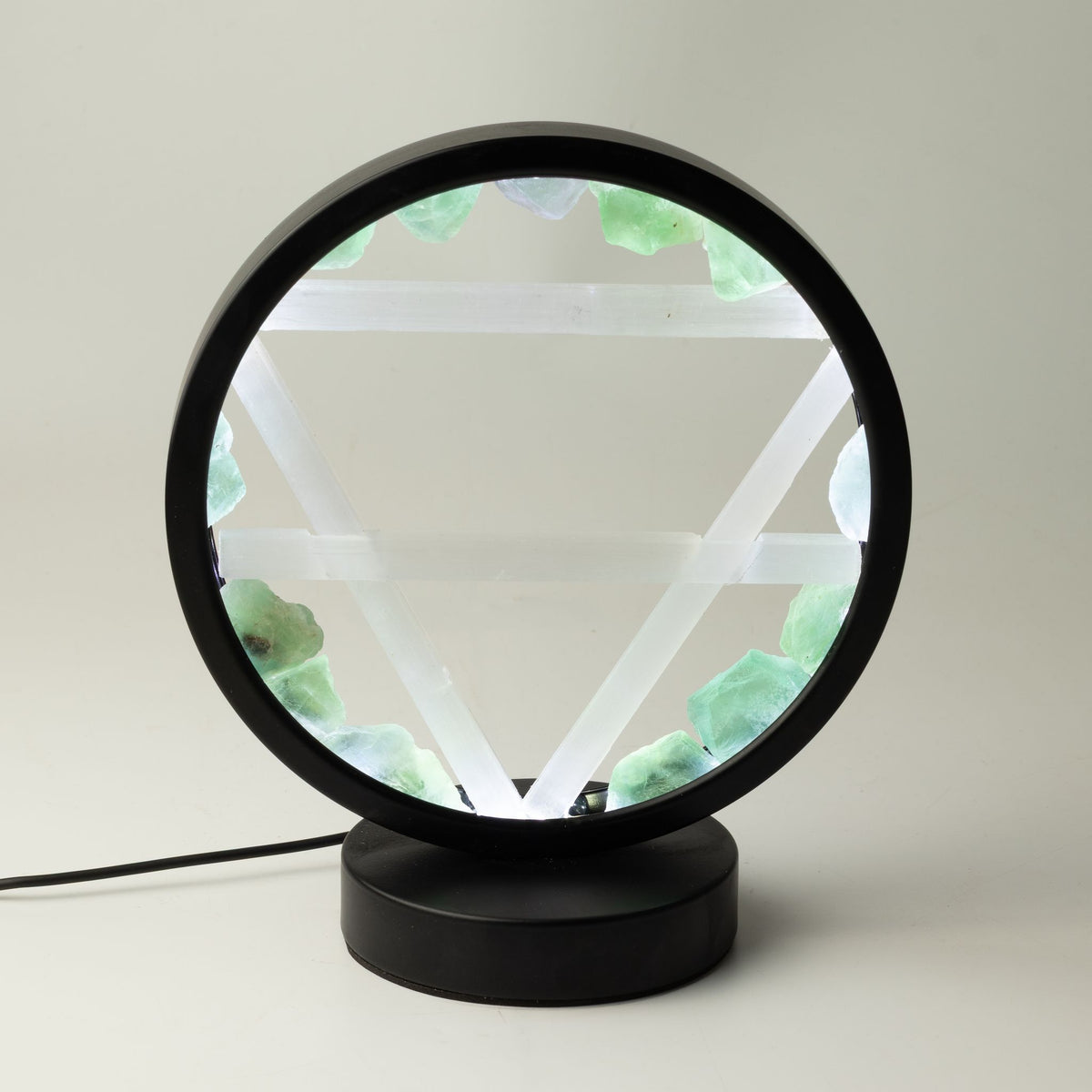 Gemstone Halo Lamp – Earth · Aventurine & Selenite – product view