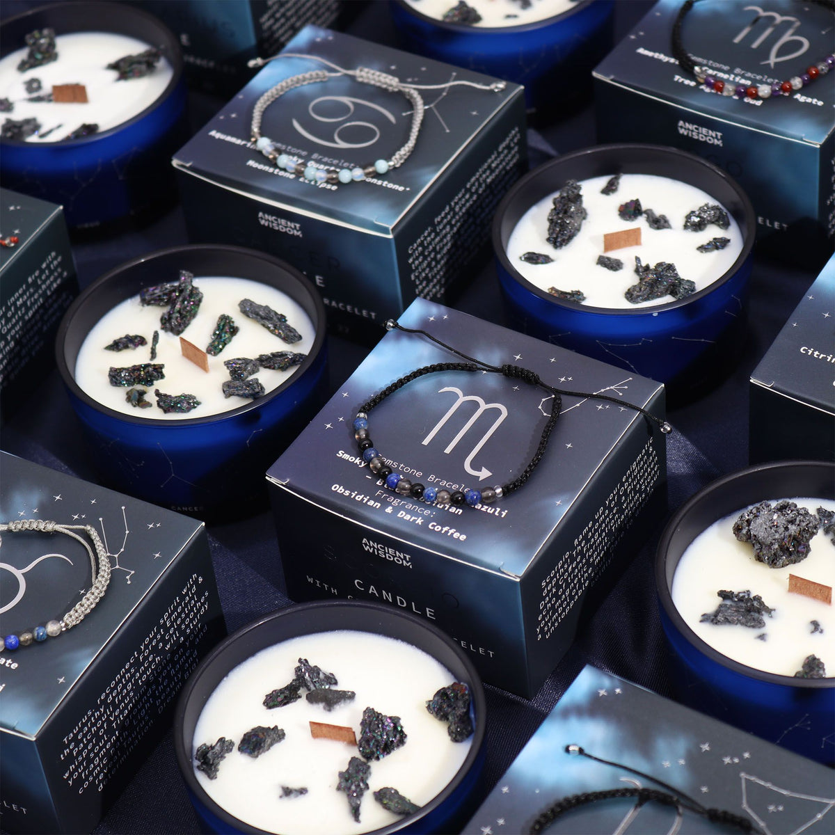 Written in the Stars – Aries · Zodiac Candle & Gemstone Bracelet – another angle