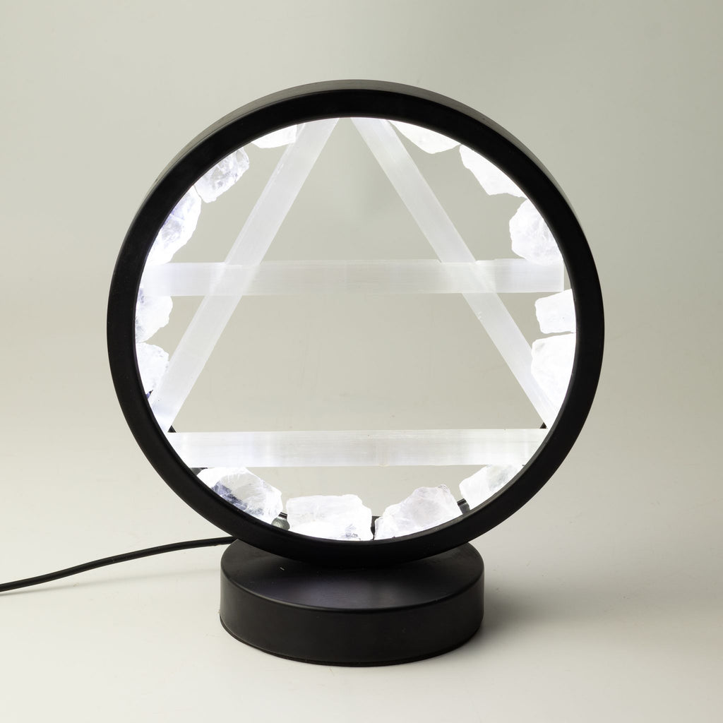 Gemstone Halo Lamp – Air · Clear Quartz & Selenite – product view
