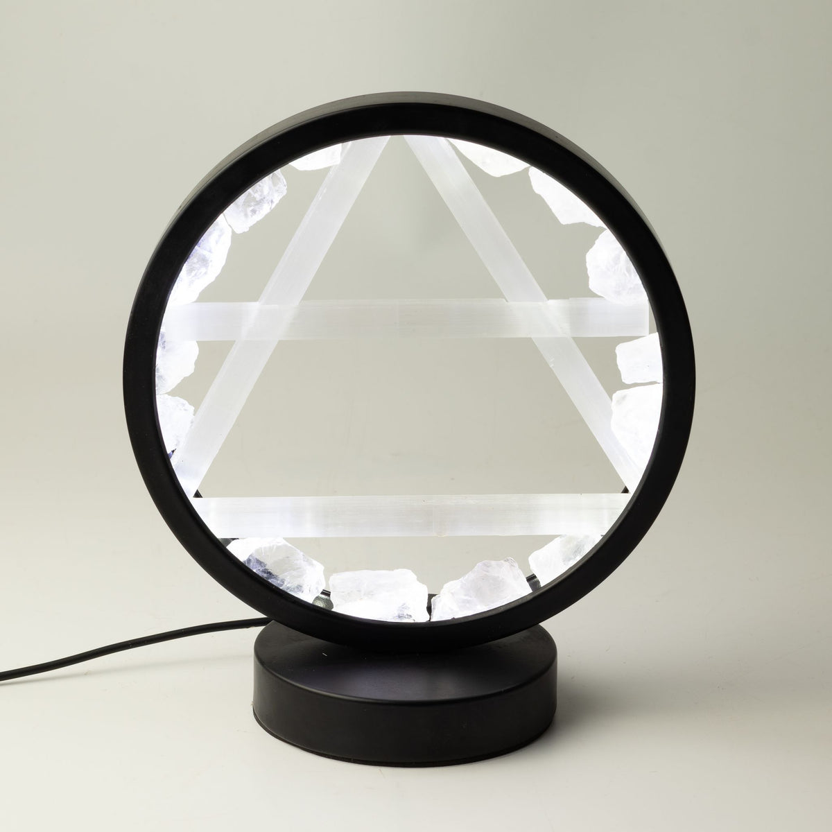Gemstone Halo Lamp – Air · Clear Quartz & Selenite – product view