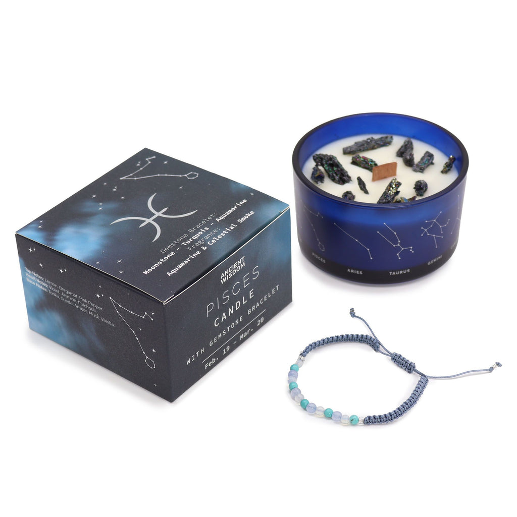 Written in the Stars – Pisces · Zodiac Candle & Gemstone Bracelet – another angle