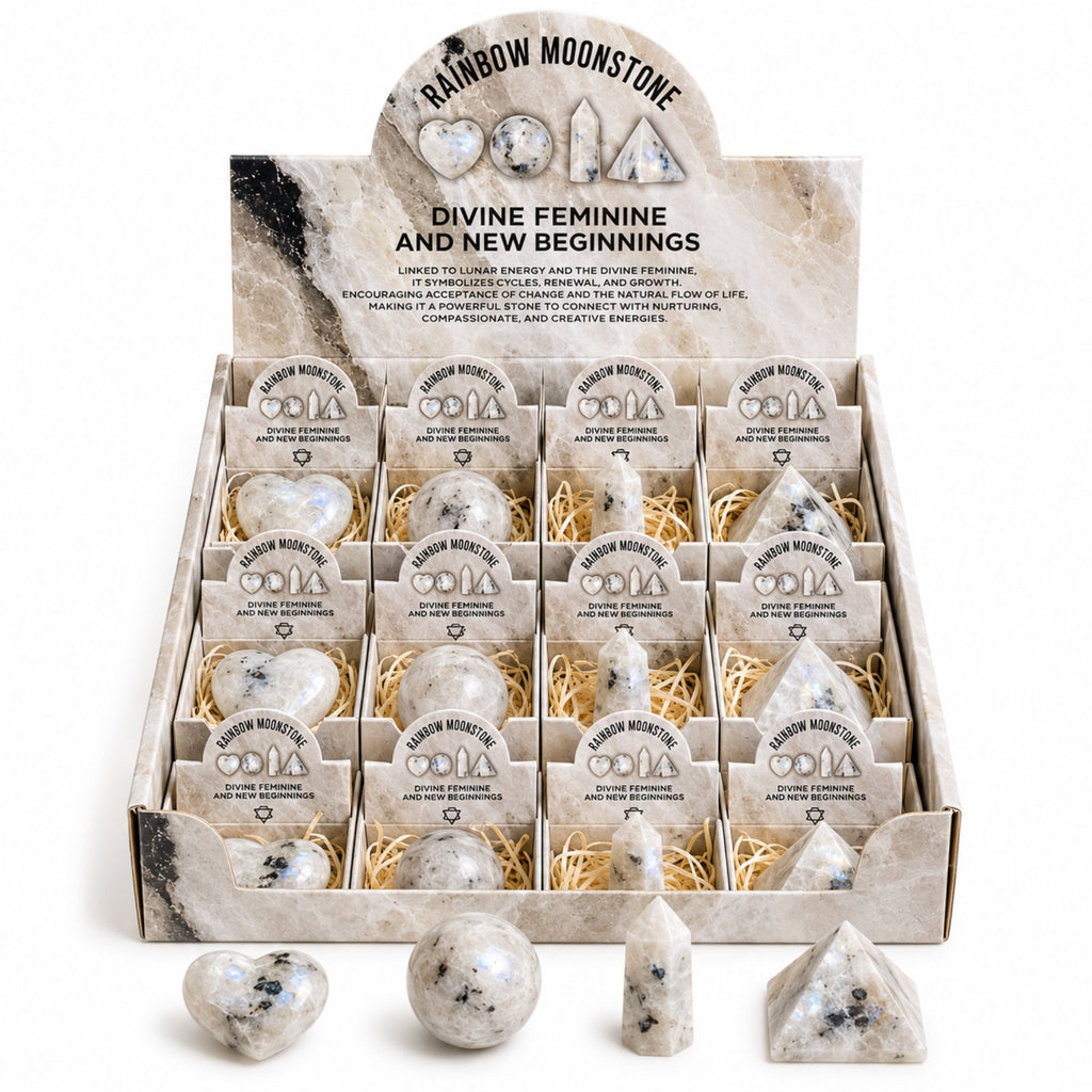 Four Shapes Gift Set – Rainbow Moonstone – close-up