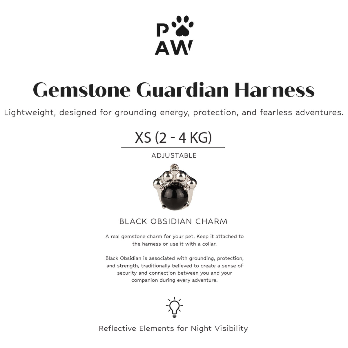 Gemstone Step-in Harness | Rock Grey · Black Obsidian · Size XS