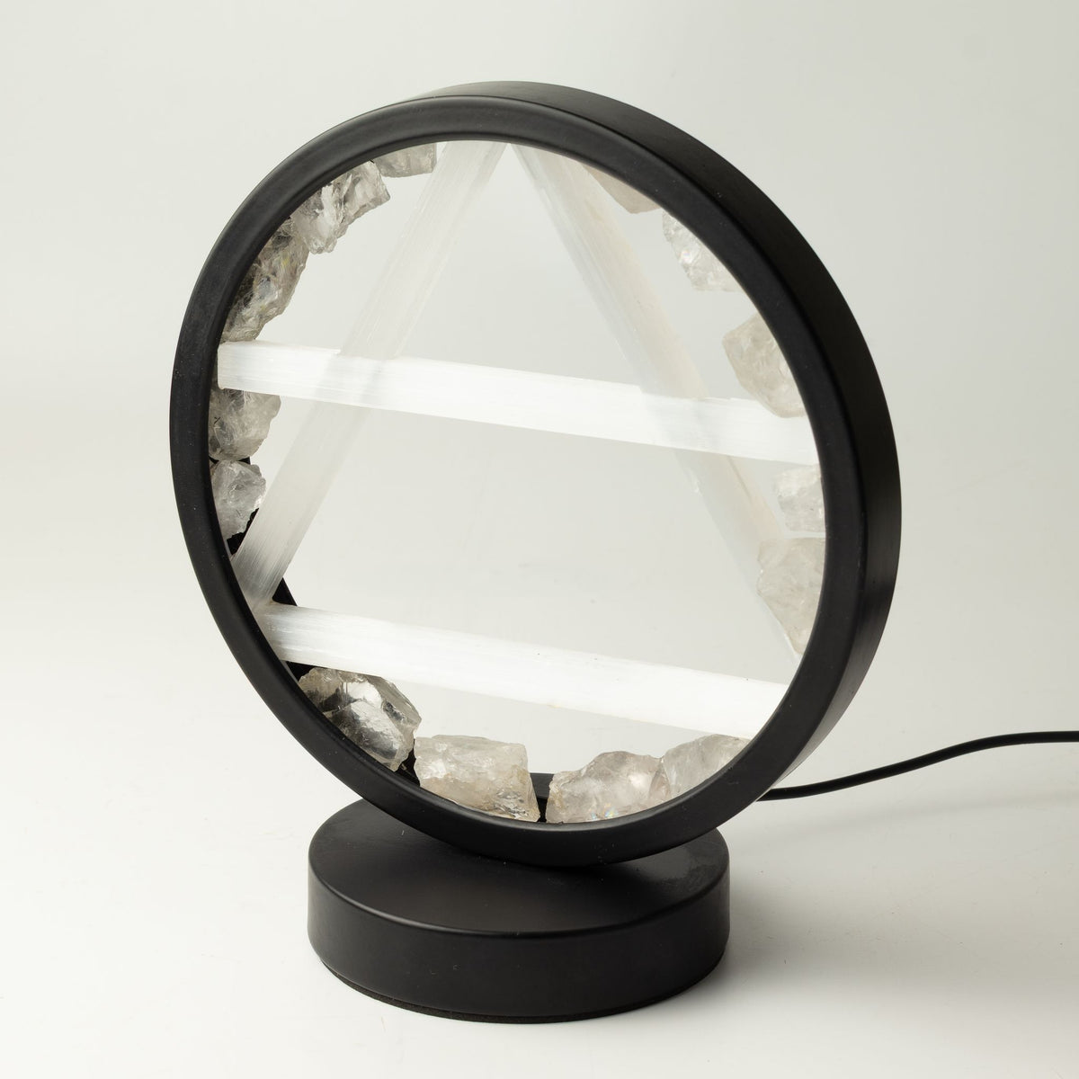 Gemstone Halo Lamp – Air · Clear Quartz & Selenite – size view