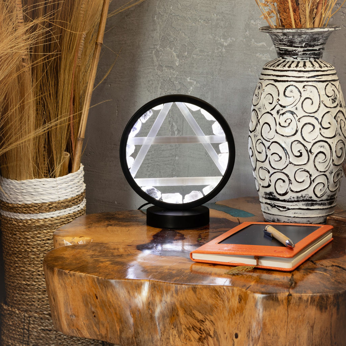 Gemstone Halo Lamp – Air · Clear Quartz & Selenite – another angle