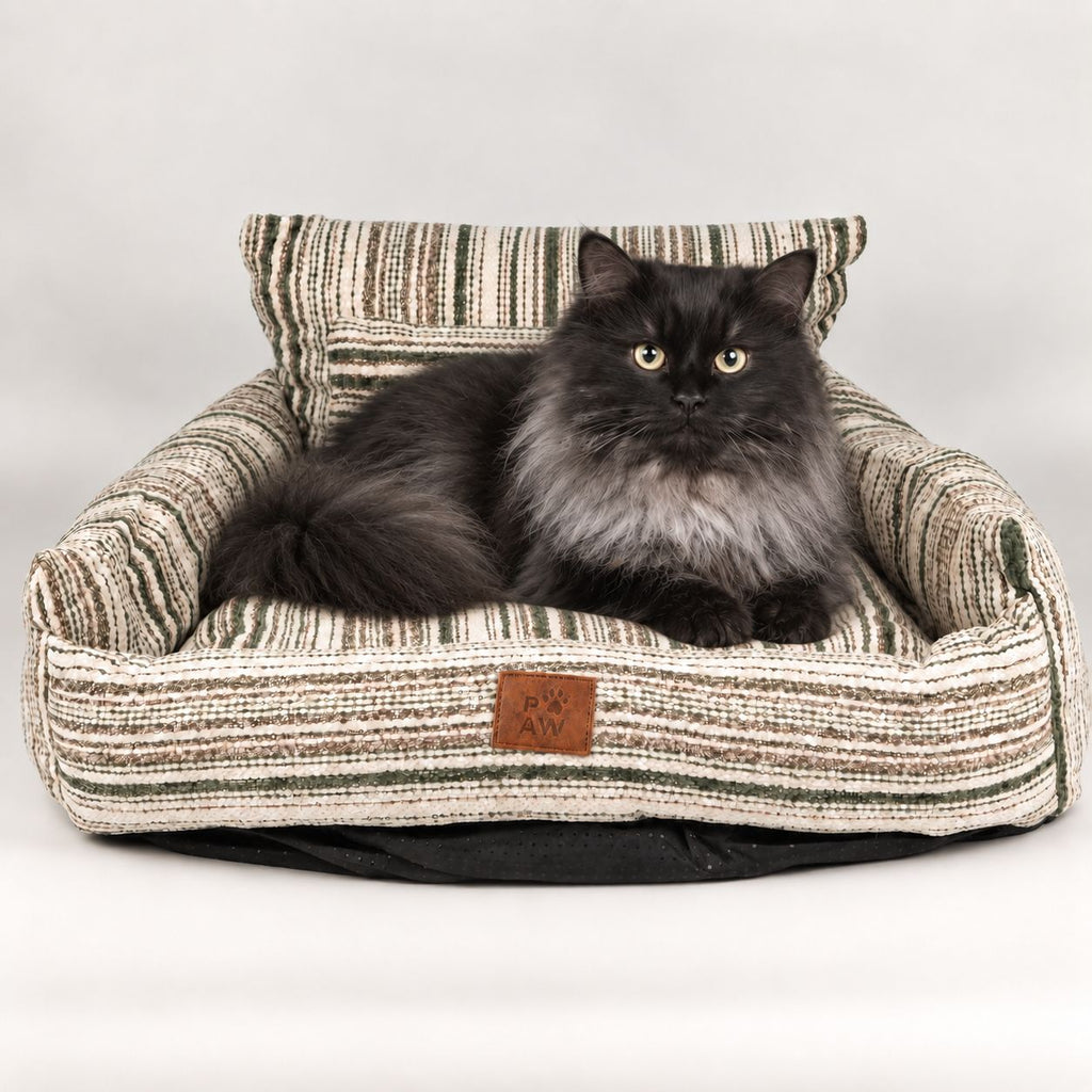 Mini Dog Sofa | Brown Stripes · Small