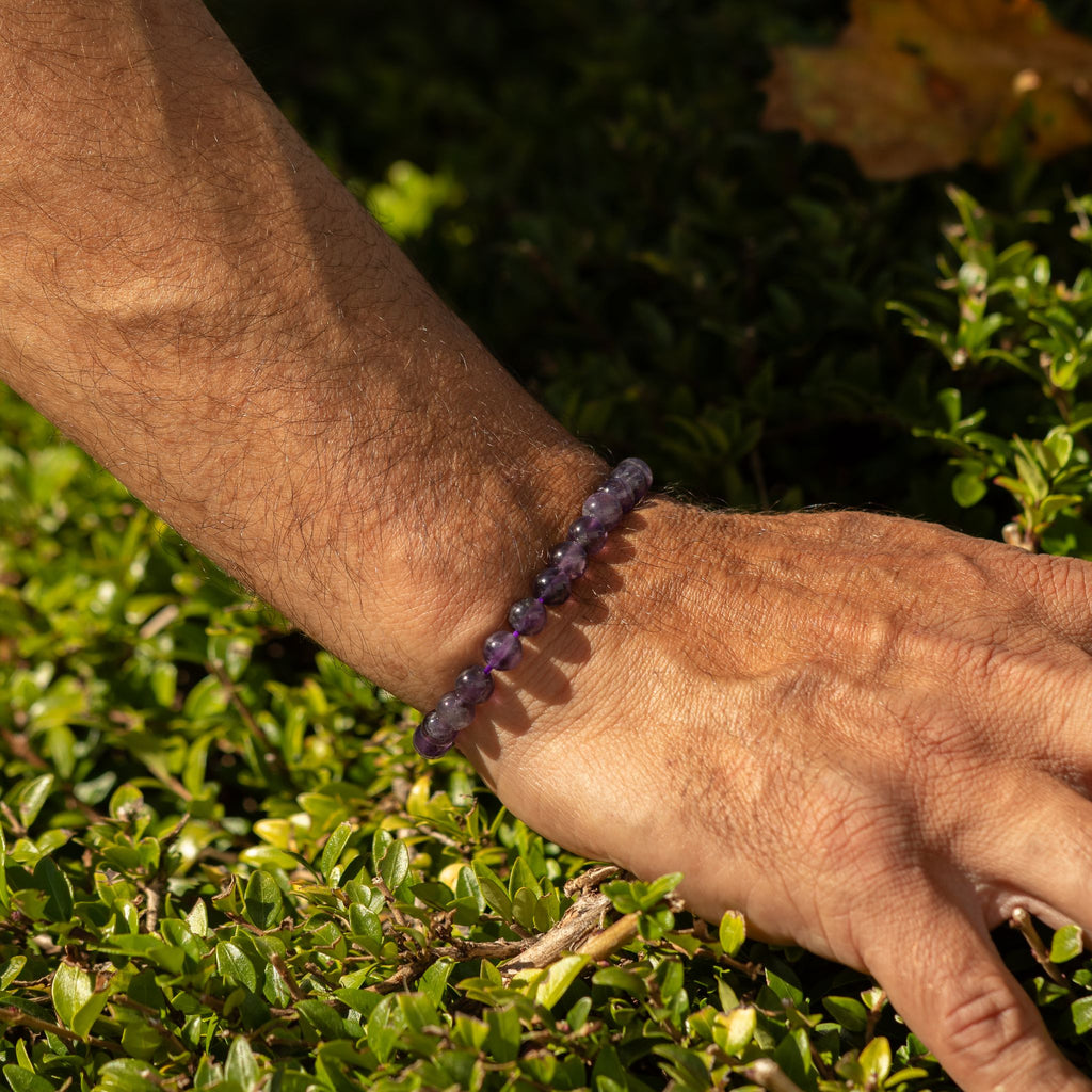 Petite Gemstone Bracelet – Amethyst – styled view