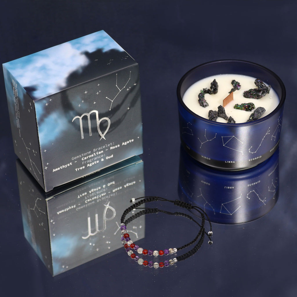 Written in the Stars – Virgo · Zodiac Candle & Gemstone Bracelet – detail view