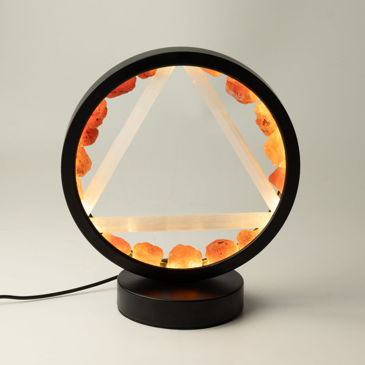 Gemstone Halo Lamp – Fire · Carnelian & Selenite – product view
