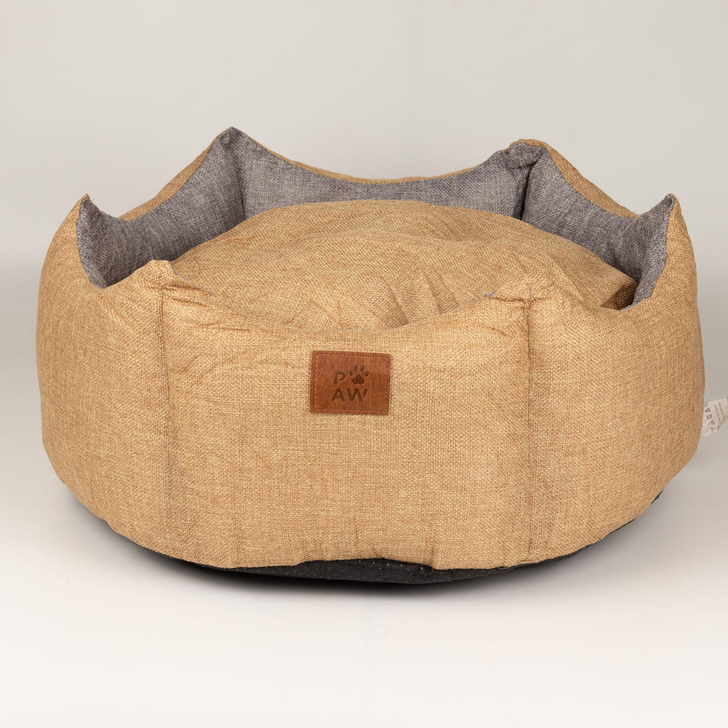 Round Dog Bed | Sand & Grey · Royal Crown