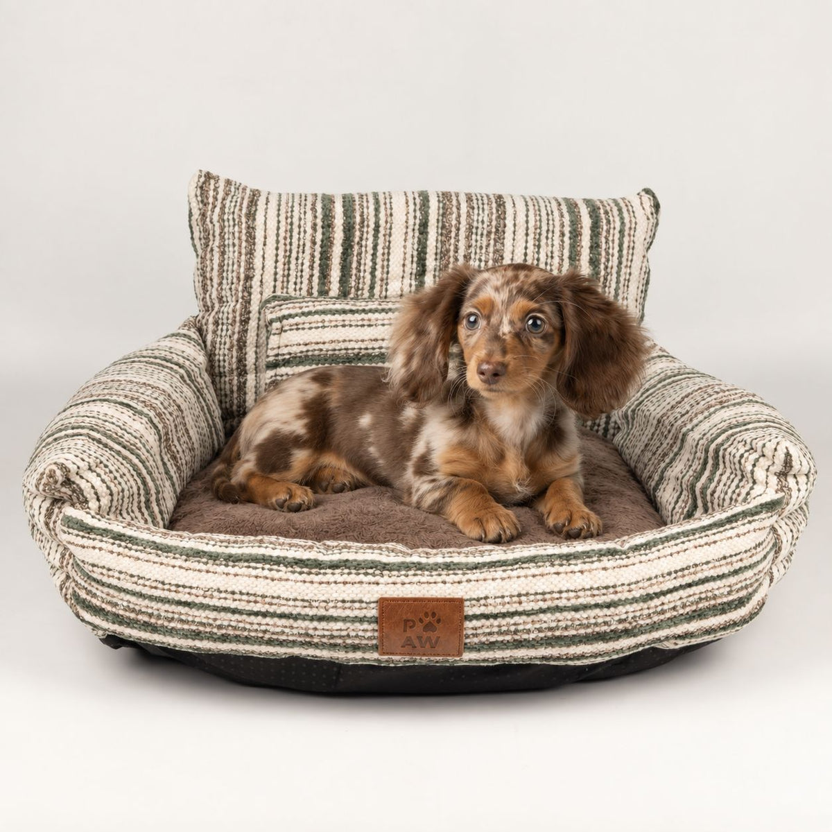 Mini Dog Sofa | Brown Stripes · Small