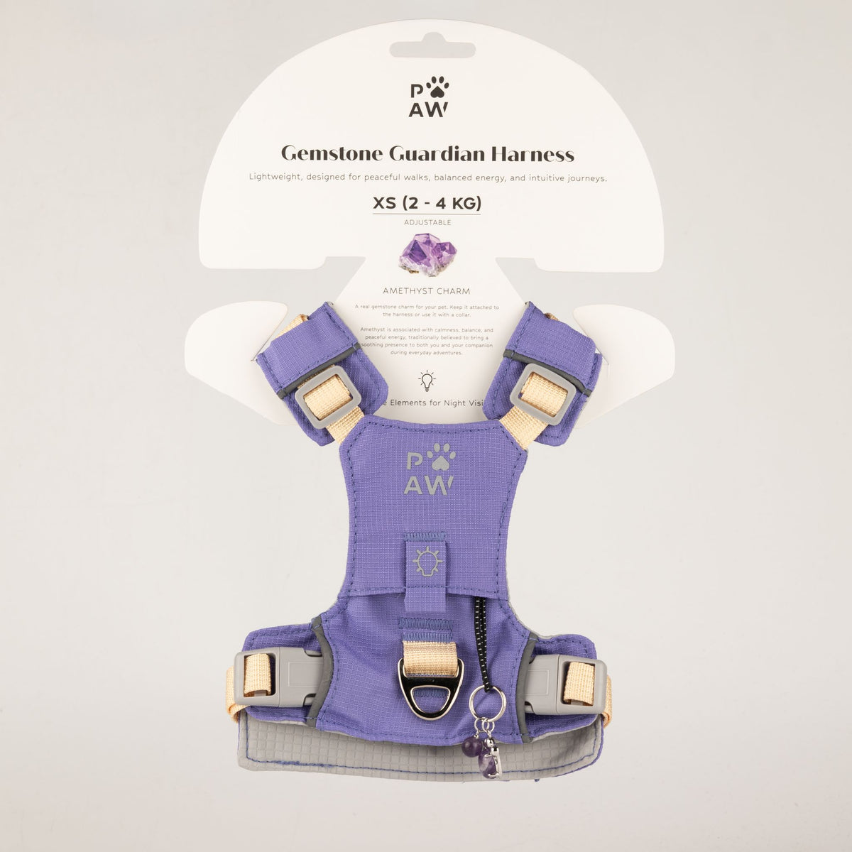 Gemstone Step-in Harness | Lavender · Amethyst · Size XS