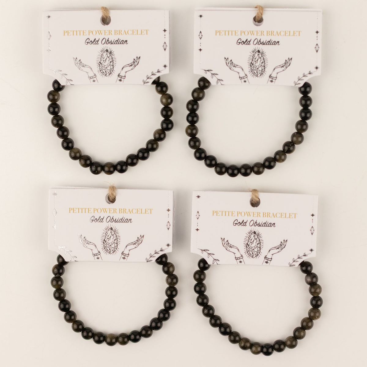 Petite Gemstone Bracelet – Gold Obsidian – size view