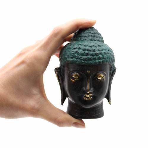 Antique Brass Buddha Head – Feng Shui – detail view