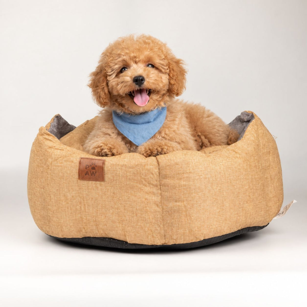 Round Dog Bed | Sand & Grey · Royal Crown