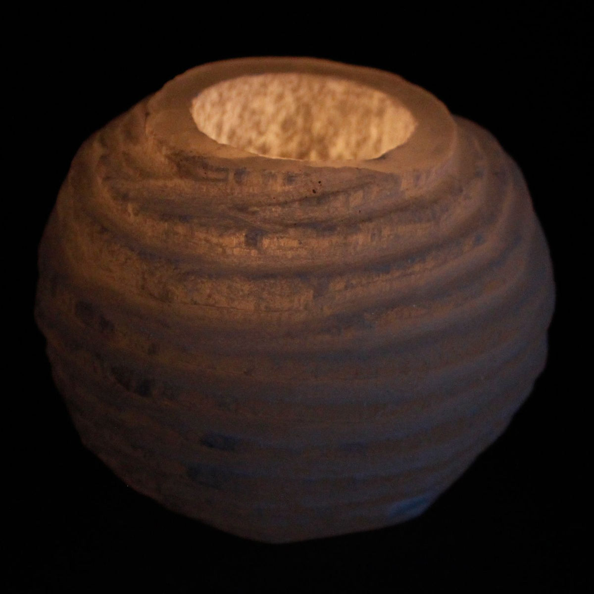 Selenite Candle Holder – Round · 9 × 8 cm – styled view