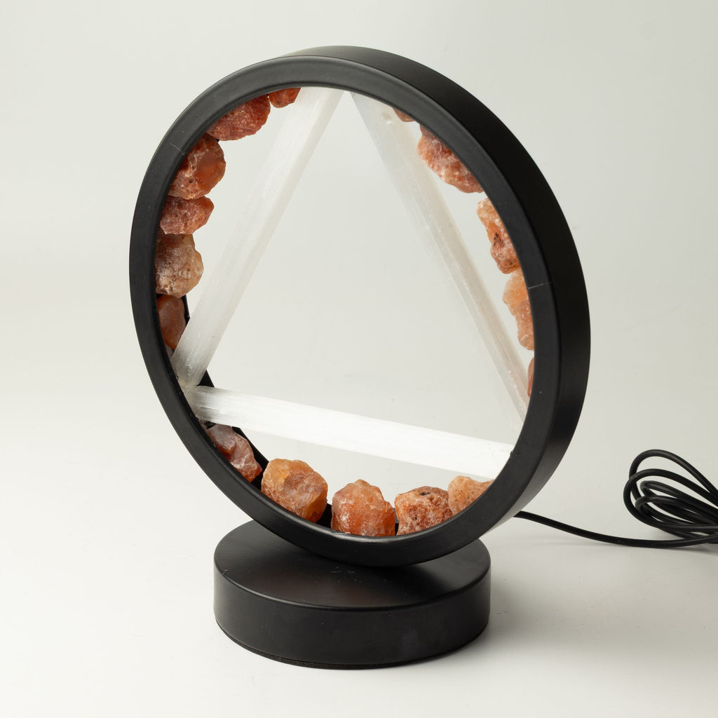 Gemstone Halo Lamp – Fire · Carnelian & Selenite – another angle