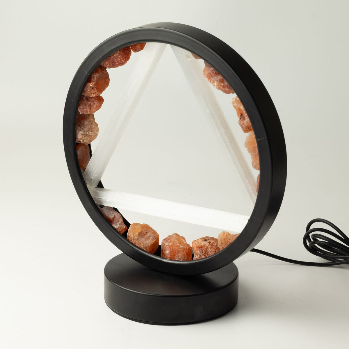 Gemstone Halo Lamp – Fire · Carnelian & Selenite – another angle