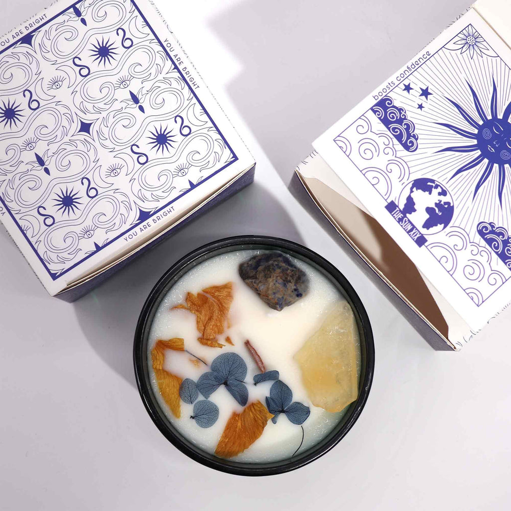 Crystal Flower Candle – The Sun · Citrus – packaging