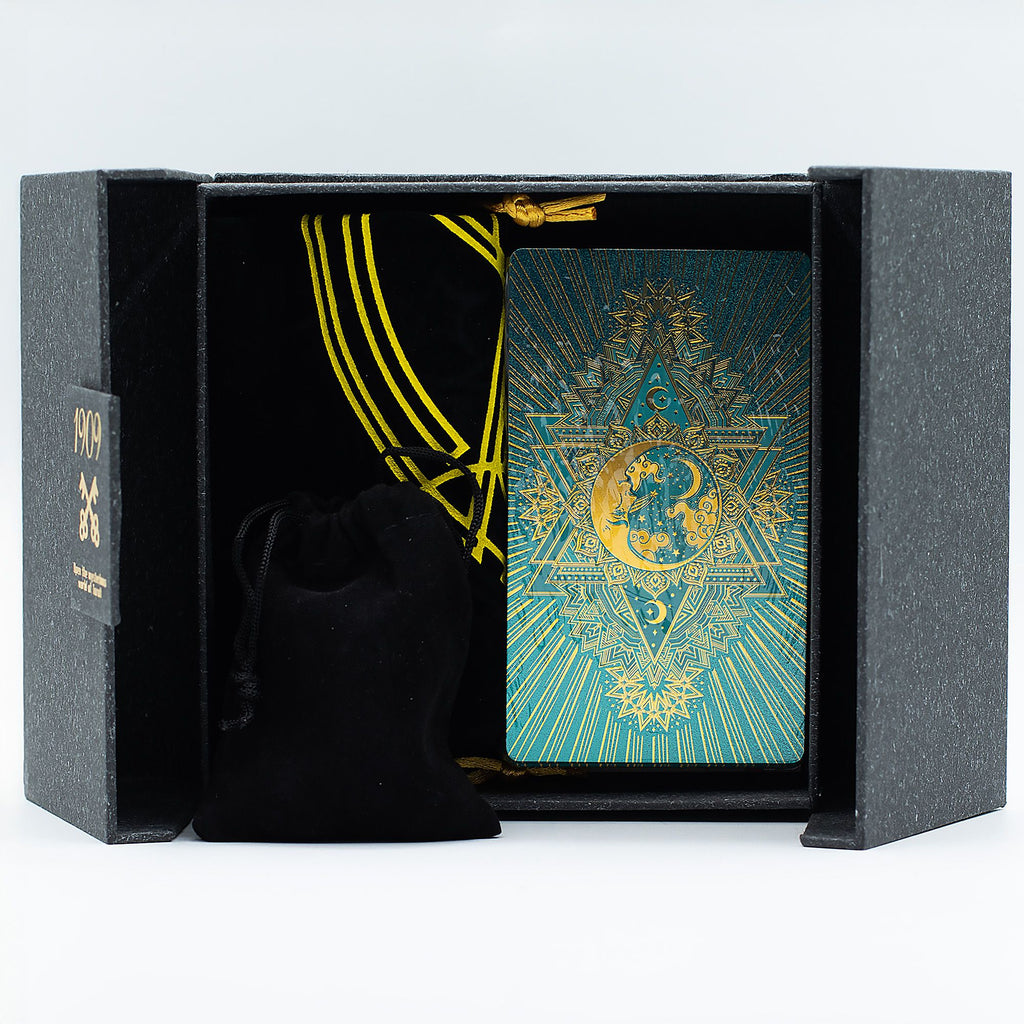 Tarot Deck – Gold & Turquoise · Gift Set – styled view