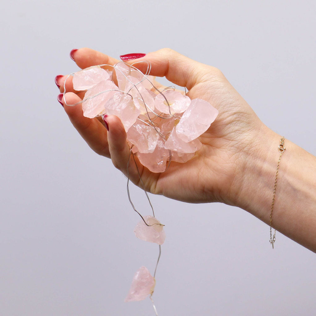 Gemstone Light String – Rose Quartz – another angle