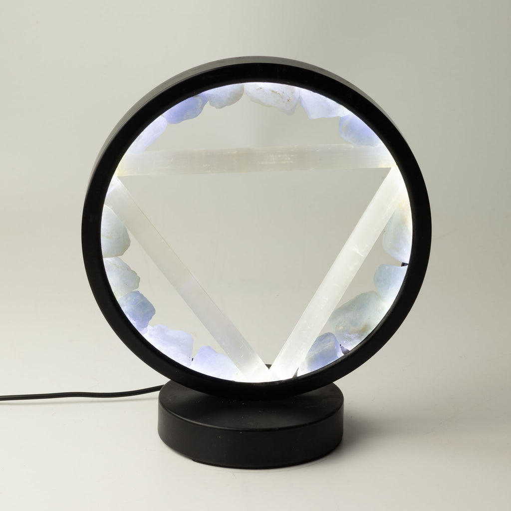 Gemstone Halo Lamp – Water · Aquamarine & Selenite – product view