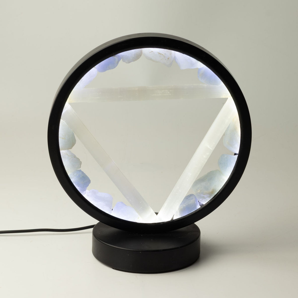 Gemstone Halo Lamp – Water · Aquamarine & Selenite – product view