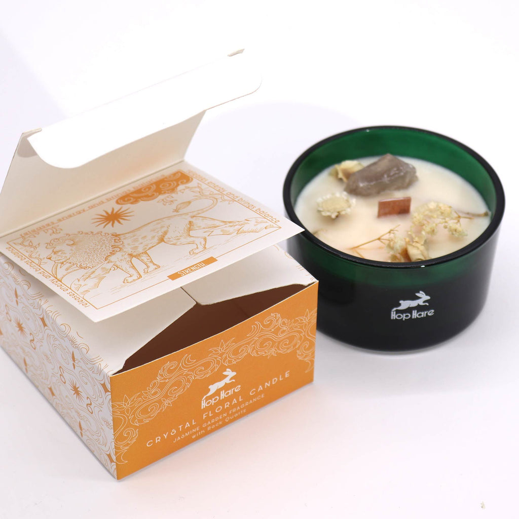 Crystal Flower Candle – The Lion · Jasmine – packaging