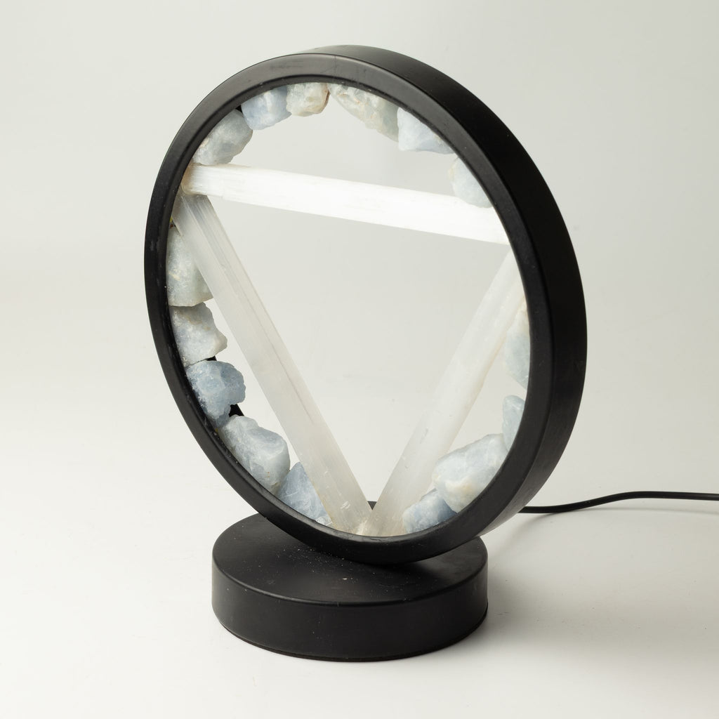 Gemstone Halo Lamp – Water · Aquamarine & Selenite – another angle