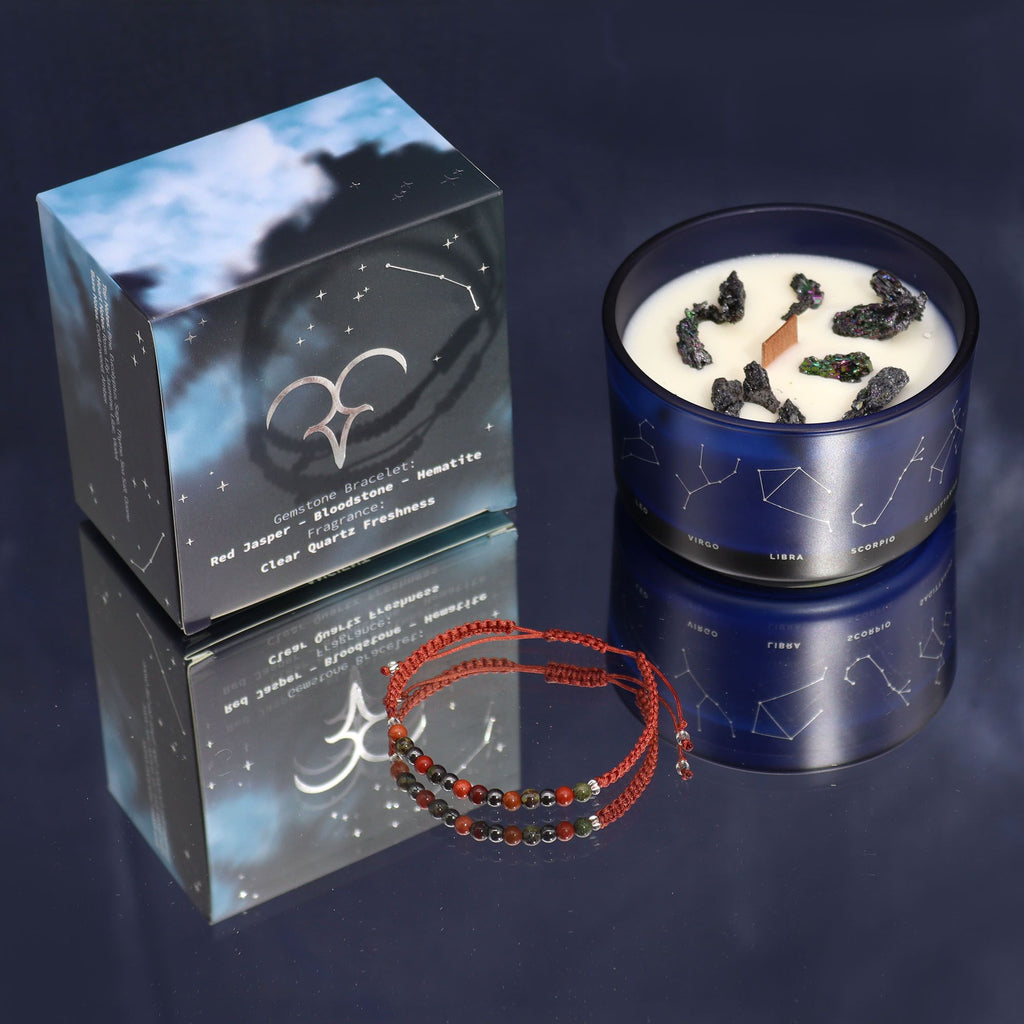 Written in the Stars – Aries · Zodiac Candle & Gemstone Bracelet – detail view