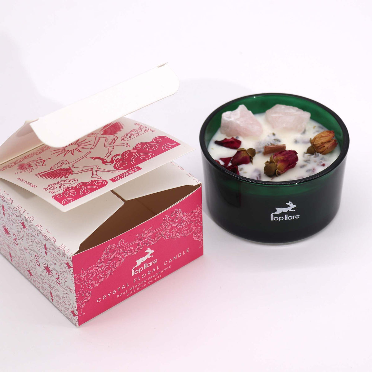 Crystal Flower Candle – The Lovers · Blooming Rose – detail view