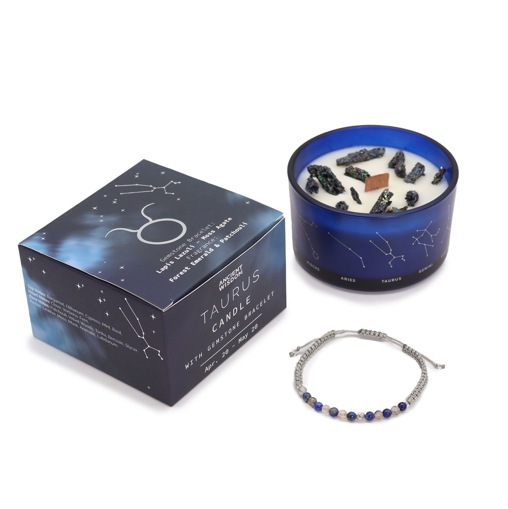 Written in the Stars – Taurus · Zodiac Candle & Gemstone Bracelet – another angle