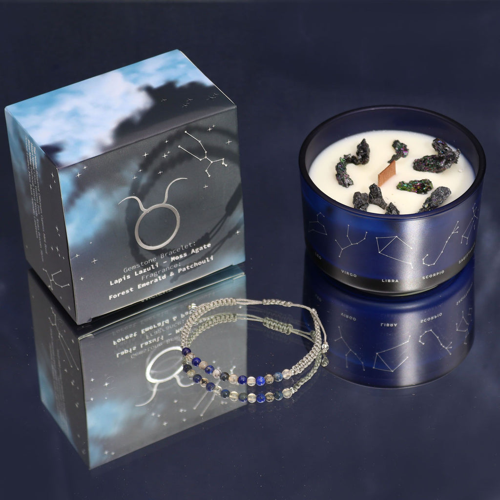Written in the Stars – Taurus · Zodiac Candle & Gemstone Bracelet – detail view