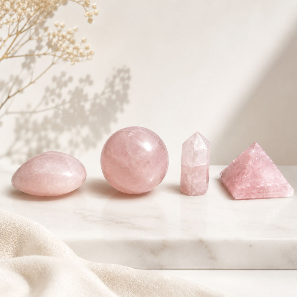 Four Shapes Gift Set – Rose Quartz – styled view