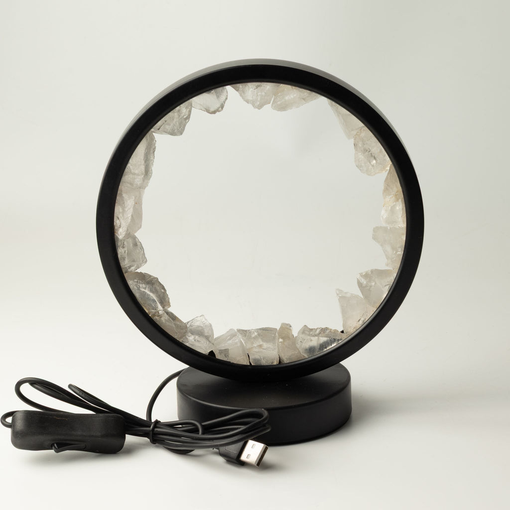 Gemstone Halo Lamp – Clear Quartz – close-up