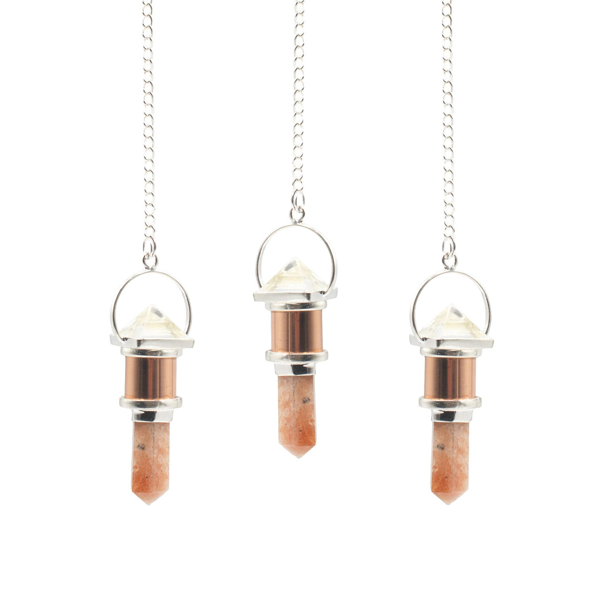 Pendulum – The Moon Chamber · Clear Quartz & Sunstone – detail view