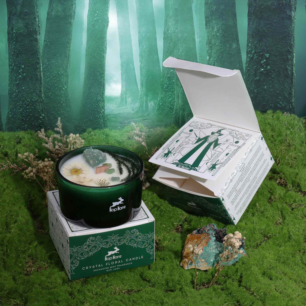 Crystal Flower Candle – The Magician · Fresh Mint – close-up