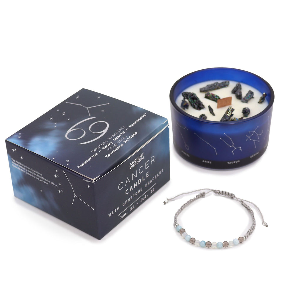 Written in the Stars – Cancer · Zodiac Candle & Gemstone Bracelet – another angle