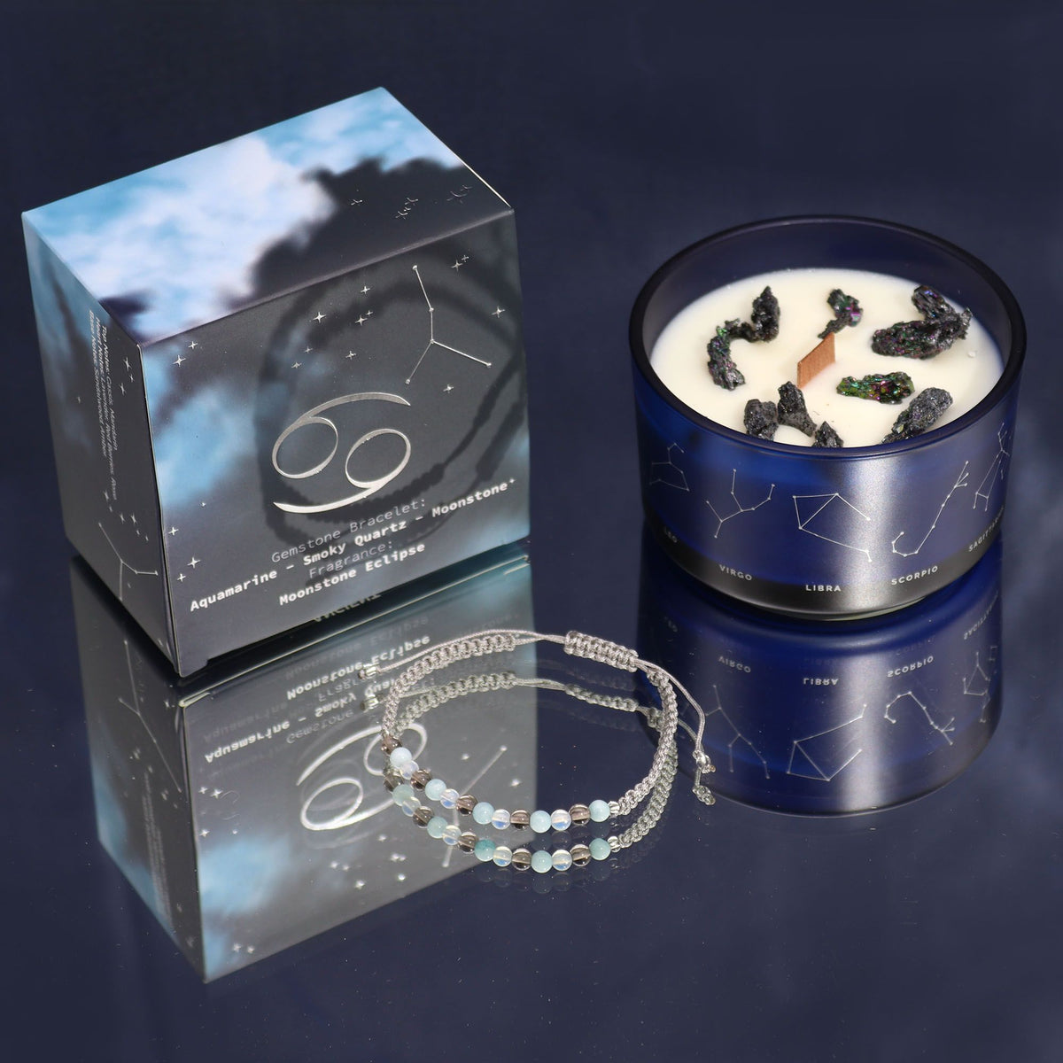 Written in the Stars – Cancer · Zodiac Candle & Gemstone Bracelet – detail view