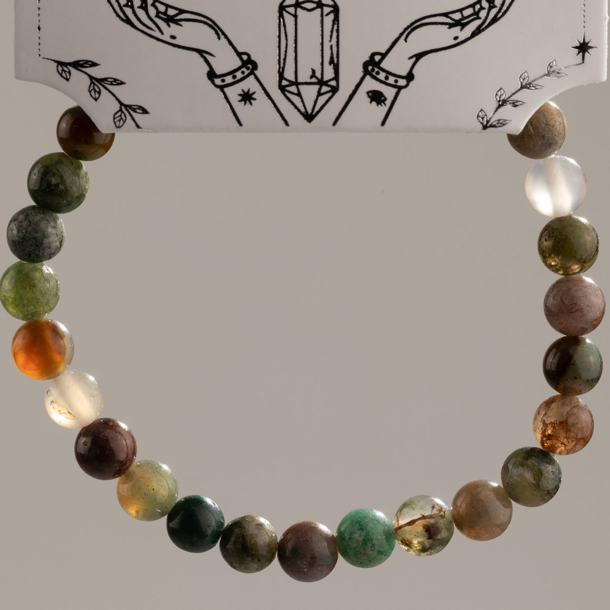 Petite Gemstone Bracelet – Moss Agate – detail view