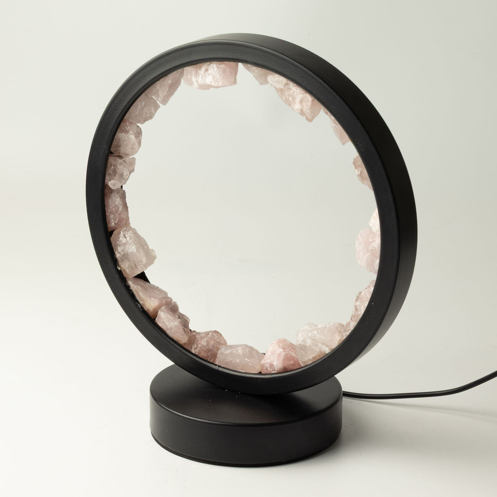Gemstone Halo Lamp – Rose Quartz – close-up