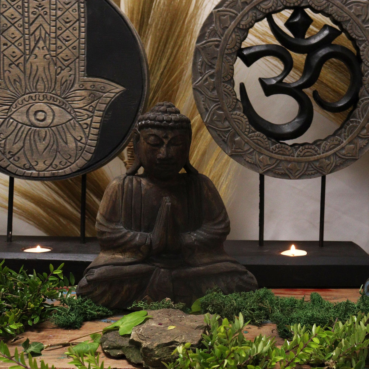 Buddha Feng Shui Set – Om · Grey & Black – styled view