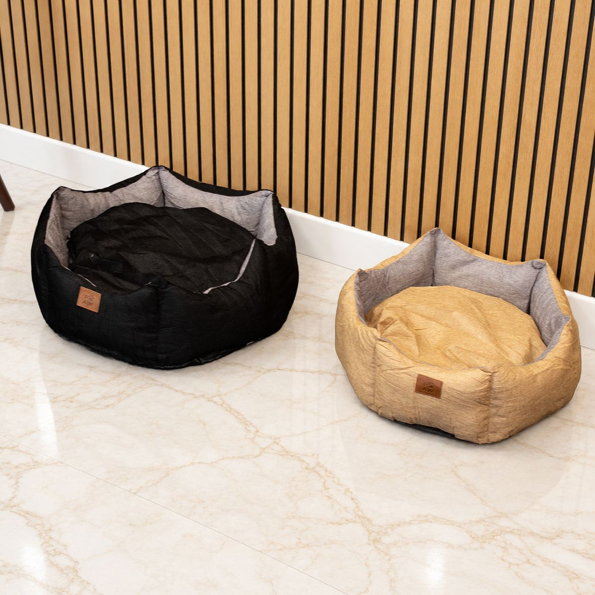 Round Dog Bed | Sand & Grey · Royal Crown