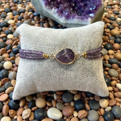 Amethyst Connector Bracelet – Gold – detail view
