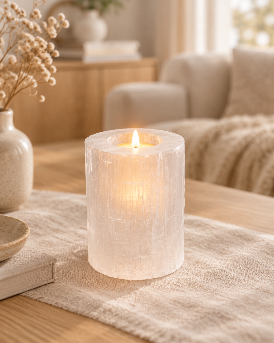 Selenite Candle Holder – Cylinder · 10 cm by Chapter 9 Copenhagen