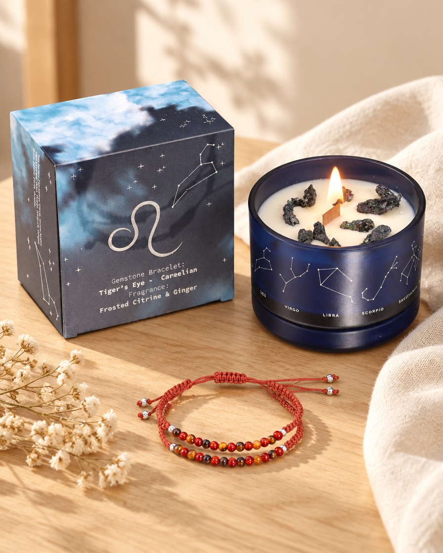 Written in the Stars – Leo · Zodiac Candle & Gemstone Bracelet by Chapter 9 Copenhagen