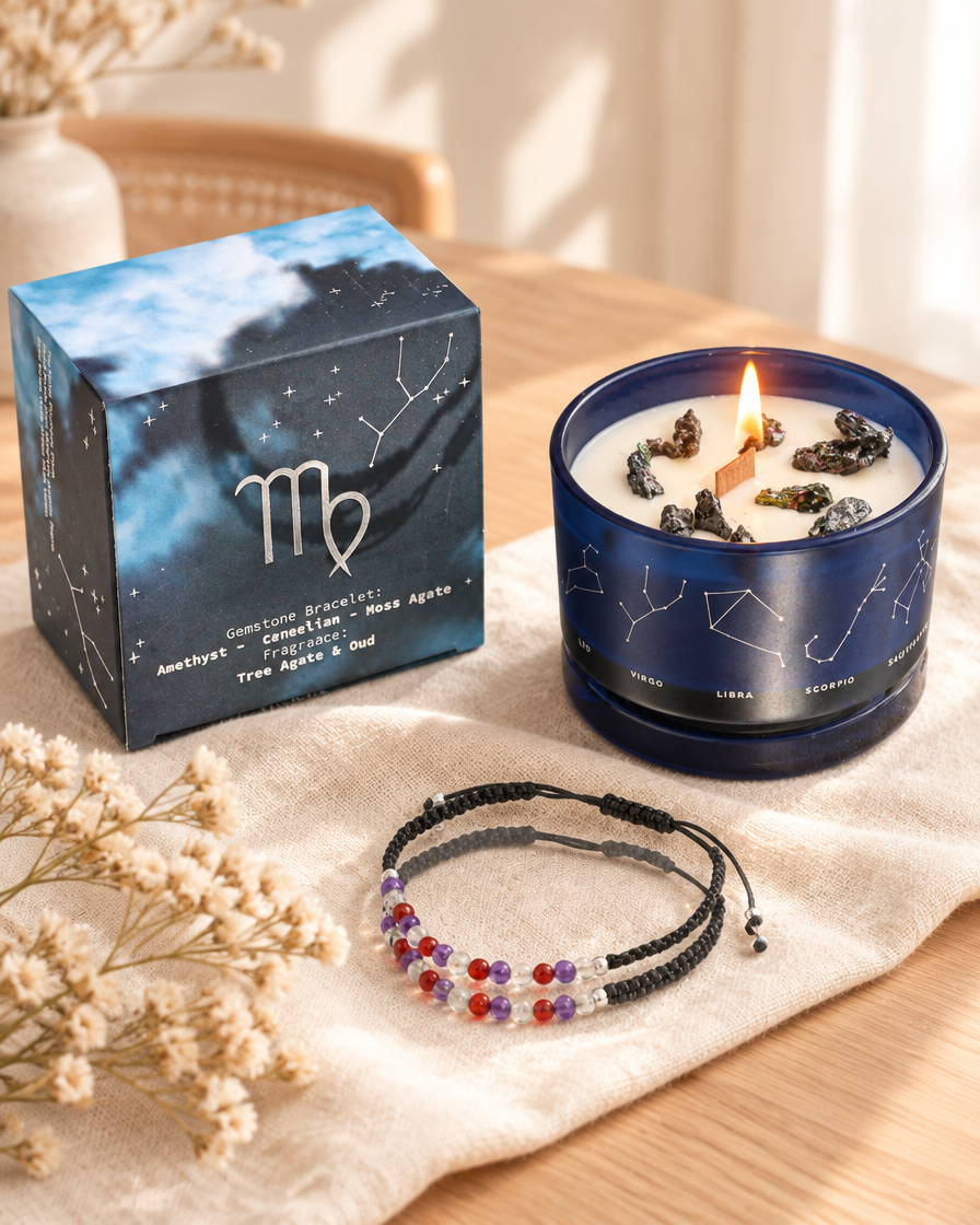 Written in the Stars – Virgo · Zodiac Candle & Gemstone Bracelet by Chapter 9 Copenhagen